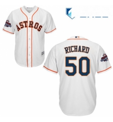 Youth Majestic Houston Astros 50 JR Richard Authentic White Home 2017 World Series Champions Cool Base MLB Jersey