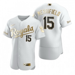 Kansas City Royals 15 Whit Merrifield White Nike Mens Authentic Golden Edition MLB Jersey