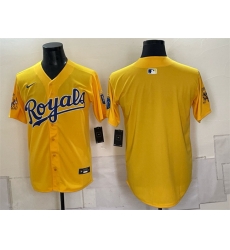 Men Kansas City Royals Blank Gold Sluggerrr Patch Vapor Limited Stitched Baseball Jersey