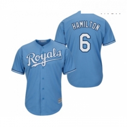 Mens Kansas City Royals 6 Billy Hamilton Replica Light Blue Alternate 1 Cool Base Baseball Jersey 