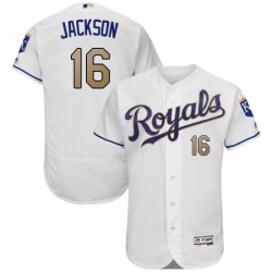 Mens Majestic Kansas City Royals 16 Bo Jackson White Home Flex Base Authentic MLB Jersey