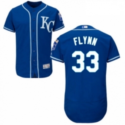 Mens Majestic Kansas City Royals 33 Brian Flynn Royal Blue Alternate Flex Base Collection 2018 World Series Jersey 