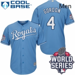 Mens Majestic Kansas City Royals 4 Alex Gordon Replica Light Blue Alternate 1 Cool Base 2015 World Series