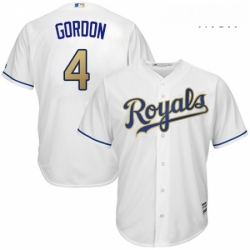 Mens Majestic Kansas City Royals 4 Alex Gordon Replica White Home Cool Base MLB Jersey