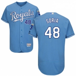 Mens Majestic Kansas City Royals 48 Joakim Soria Light Blue Alternate Flex Base Collection 2018 World Series Jersey