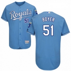 Mens Majestic Kansas City Royals 51 Blaine Boyer Light Blue Alternate Flex Base Collection 2018 World Series Jersey