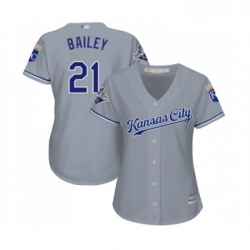 Womens Kansas City Royals 21 Homer Bailey Replica Grey Road Cool Base Baseball Jersey 