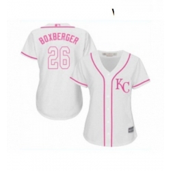 Womens Kansas City Royals 26 Brad Boxberger Replica White Fashion Cool Base Baseball Jersey 