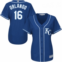 Womens Majestic Kansas City Royals 16 Paulo Orlando Replica Blue Alternate 2 Cool Base MLB Jersey