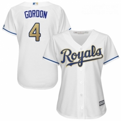 Womens Majestic Kansas City Royals 4 Alex Gordon Replica White Home Cool Base MLB Jersey