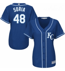 Womens Majestic Kansas City Royals 48 Joakim Soria Authentic Blue Alternate 2 Cool Base MLB Jersey