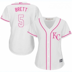 Womens Majestic Kansas City Royals 5 George Brett Authentic White Fashion Cool Base MLB Jersey