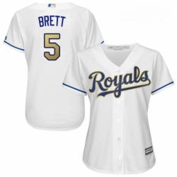 Womens Majestic Kansas City Royals 5 George Brett Replica White Home Cool Base MLB Jersey