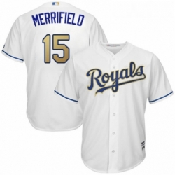 Youth Majestic Kansas City Royals 15 Whit Merrifield Authentic White Home Cool Base MLB Jersey 