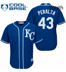 Youth Majestic Kansas City Royals 43 Wily Peralta Authentic Blue Alternate 2 Cool Base MLB Jersey 