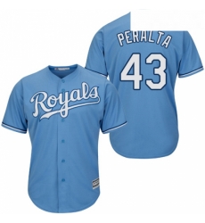 Youth Majestic Kansas City Royals 43 Wily Peralta Replica Light Blue Alternate 1 Cool Base MLB Jersey 