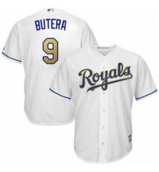 Youth Majestic Kansas City Royals 9 Drew Butera Replica White Home Cool Base MLB Jersey 