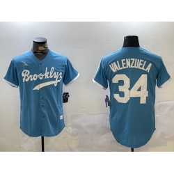 Los Angeles Dodgers 34 Fernando Valenzuela blue Authentic Collection Stitched MLB Jersey