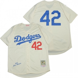 Los Angeles Dodgers 42 Jackie Robinson Cream 1955 Cooperstown Collection Jersey