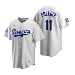 Men Brooklyn Los Angeles Dodgers 11 A J  Pollock White 2020 World Series Champions Cooperstown Collection Jersey