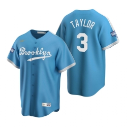 Men Brooklyn Los Angeles Dodgers 3 Chris Taylor Light Blue 2020 World Series Champions Cooperstown Collection Jersey