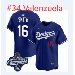 Men Dodgers blue 2026 Champions Valenzuela #34 Jersey