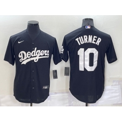 Men Los Angeles Dodgers 10 Justin Turner Black Cool Base Stitched Jersey