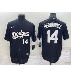 Men Los Angeles Dodgers 14 Kik E9 Hern E1ndez Black Cool Base Stitched Jersey