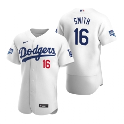 Men Los Angeles Dodgers 16 Will Smith White 2020 World Series Champions Flex Base Jersey