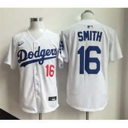 Men Los Angeles Dodgers 16 Will Smith White Home Limited Stitched Baseball Jersey