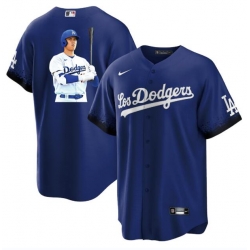 Men Los Angeles Dodgers 17 Shohei Ohtani Blue Big Logo City Connect Cool Base Stitched Jersey 5 Men Los Angeles Dodgers 17 Shohei Ohtani Blue Big Logo City Connect Cool Base Stitched Jersey 5