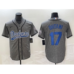 Men Los Angeles Dodgers 17 Shohei Ohtani Gray Cool Base With Patch Stitched Baseball Jersey Men Los Angeles Dodgers 17 Shohei Ohtani Gray Cool Base With Patch Stitched Baseball Jersey