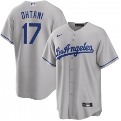 Men Los Angeles Dodgers 17 Shohei Ohtani Grey Cool Base Stitched Jersey Men Los Angeles Dodgers 17 Shohei Ohtani Grey Cool Base Stitched Jersey