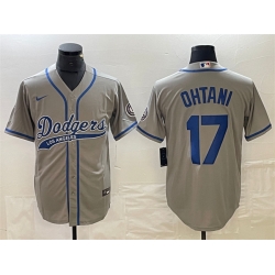 Men Los Angeles Dodgers 17 Shohei Ohtani Grey Cool Base With Patch Stitched Baseball Jersey Men Los Angeles Dodgers 17 Shohei Ohtani Grey Cool Base With Patch Stitched Baseball Jersey