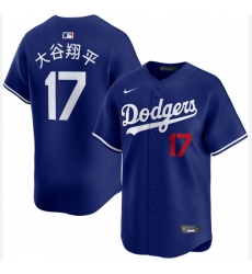 Men Los Angeles Dodgers 17 Shohei Ohtani Japanese Blue Home Limited Stitched Baseball Jersey Men Los Angeles Dodgers 17 Shohei Ohtani Japanese Blue Home Limited Stitched Baseball Jersey