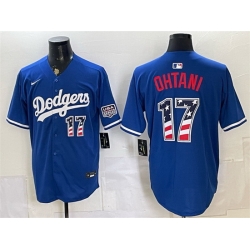 Men Los Angeles Dodgers  17 Shohei Ohtani Royal 250 Fourth of July Stitched Baseball Jersey