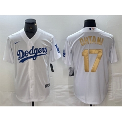 Men Los Angeles Dodgers 17 Shohei Ohtani White Gold Cool Base Stitched Baseball Jersey Men Los Angeles Dodgers 17 Shohei Ohtani White Gold Cool Base Stitched Baseball Jersey