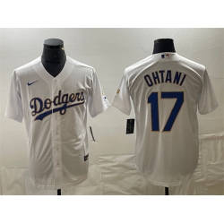 Men Los Angeles Dodgers 17 Shohei Ohtani White Gold Cool Base With Patch Stitched Baseball Jersey Men Los Angeles Dodgers 17 Shohei Ohtani White Gold Cool Base With Patch Stitched Baseball Jersey