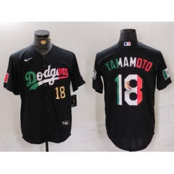 Men Los Angeles Dodgers 18 Yoshinobu Yamamoto Black Mexico Cool Base Stitched Baseball Jersey 1