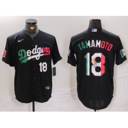 Men Los Angeles Dodgers 18 Yoshinobu Yamamoto Black Mexico Cool Base Stitched Baseball Jersey 4