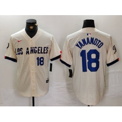 Men Los Angeles Dodgers 18 Yoshinobu Yamamoto Cream Stitched Baseball Jersey 1