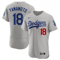 Men Los Angeles Dodgers 18 Yoshinobu Yamamoto Gray 2023 Flex Base Stitched Baseball Jersey Men Los Angeles Dodgers 18 Yoshinobu Yamamoto Gray 2023 Flex Base Stitched Baseball Jersey