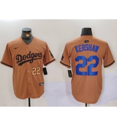 Men Los Angeles Dodgers 22 22 Clayton Kershaw Brown Cool Base Stitched Baseball Jersey