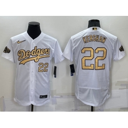 Men Los Angeles Dodgers 22 Clayton Kershaw 2022 All Star White Flex Base Stitched Baseball Jersey