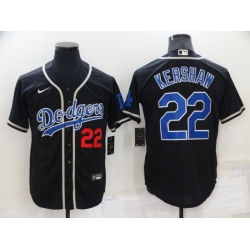 Men Los Angeles Dodgers 22 Clayton Kershaw Black Cool Base Stitched Baseball Jerseys