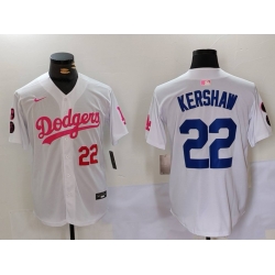 Men Los Angeles Dodgers 22 Clayton Kershaw White Pink Vin  26 Kobe Patch Stitched Baseball Jersey 11