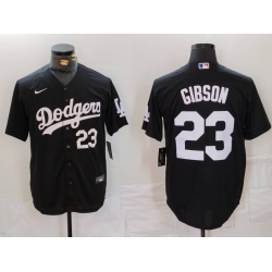 Men Los Angeles Dodgers 23 Kirk Gibson Black Cool Base Stitched Baseball Jersey 1