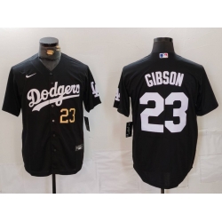 Men Los Angeles Dodgers 23 Kirk Gibson Black Cool Base Stitched Baseball Jersey 5