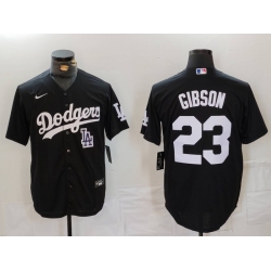 Men Los Angeles Dodgers 23 Kirk Gibson Black Cool Base Stitched Baseball Jersey 6