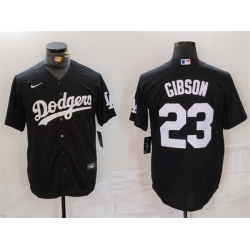 Men Los Angeles Dodgers 23 Kirk Gibson Black Cool Base Stitched Baseball Jersey